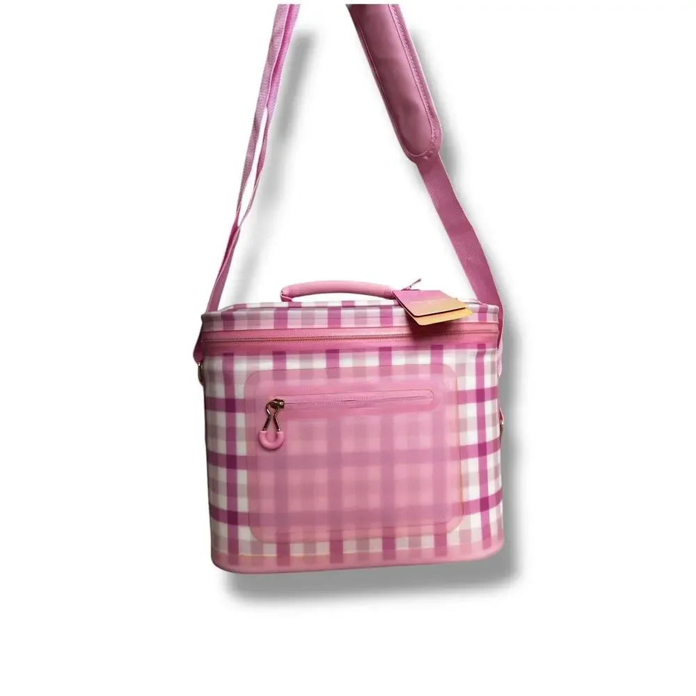 New Stoney Clover Lane Target Exclusive Pink White Gingham Check Softside Cooler